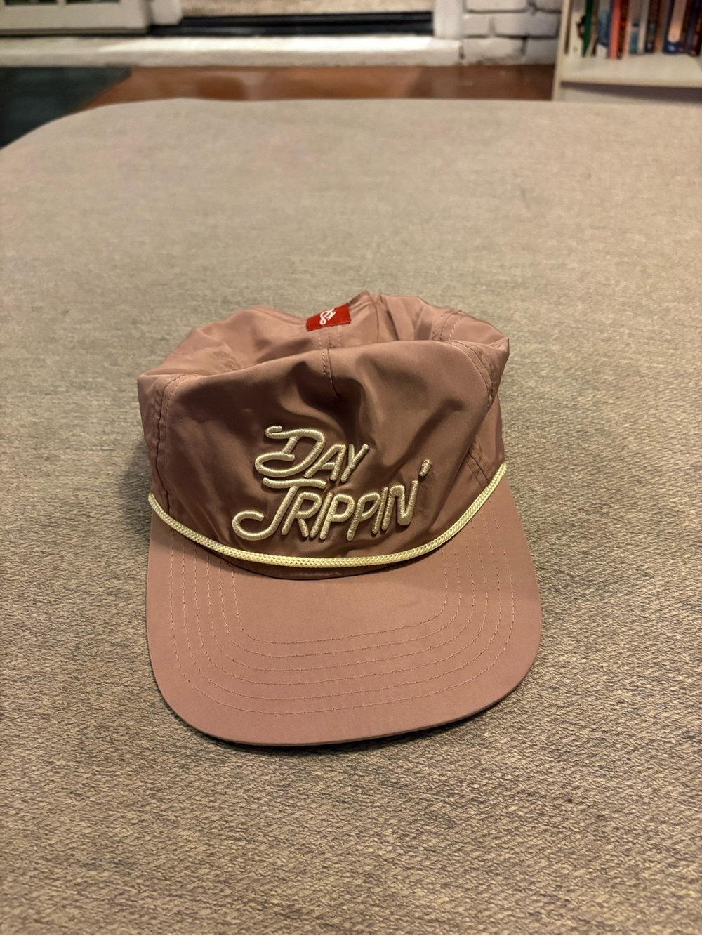 Day Trippin' Rope-Trim Cap in Dusty Rose